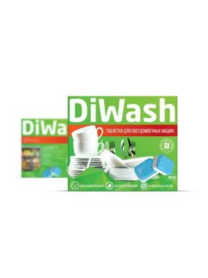 Средство для мытья посуды в посудомоечных машинах: таблетки DiWasher. Цвет: зеленый