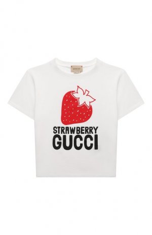 Хлопковая футболка Gucci. Цвет: белый