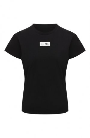 Хлопковая футболка MM6. Цвет: чёрный
