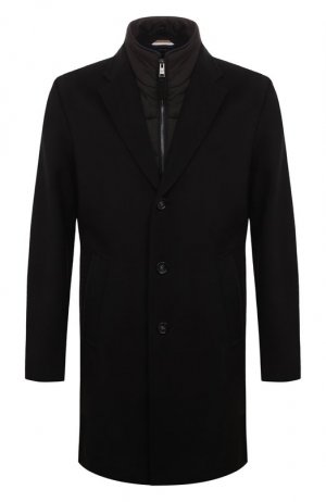Шерстяное пальто BOSS. Цвет: чёрный