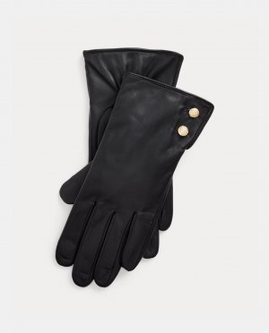 Кожаные перчатки с металлической отделкой , черный Lauren Ralph