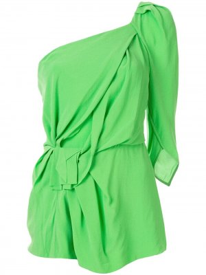 Блузка на одно плечо со сборками Kitx. Цвет: зеленый