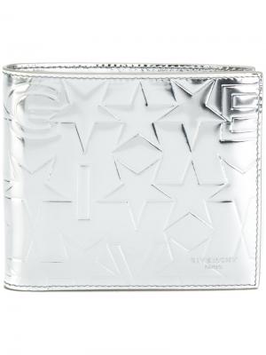 Бумажник с тисненым принтом звезд Givenchy. Цвет: металлический