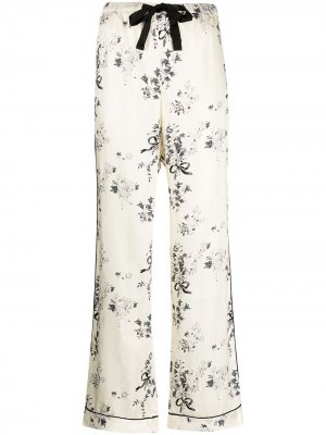 Пижамные брюки Parker с цветочным принтом Morgan Lane. Цвет: белый
