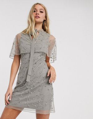 Платье-кейп с декоративной отделкой Frock & Frill-Серый and Frill