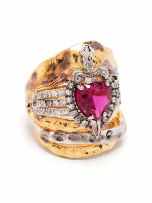 Массивное кольцо с кристаллами Dsquared2. Цвет: золотистый