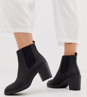 Черные ботинки челси на массивном каблуке -Черный New Look Wide Fit
