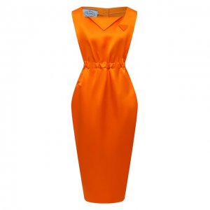 Шелковое платье Prada. Цвет: оранжевый