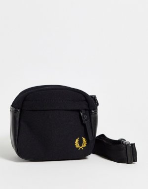 Черная сумка через плечо из пике с логотипом -Черный цвет Fred Perry