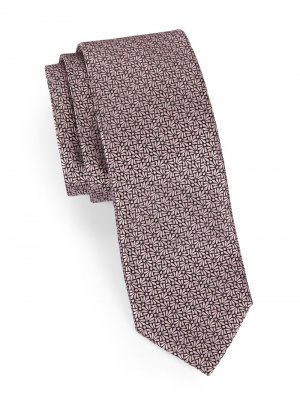 Шелковый галстук с цветочным принтом , розовый ZEGNA