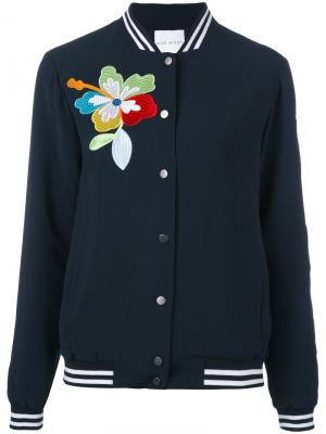 Куртка бомбер с цветочной вышивкой Mira Mikati. Цвет: синий