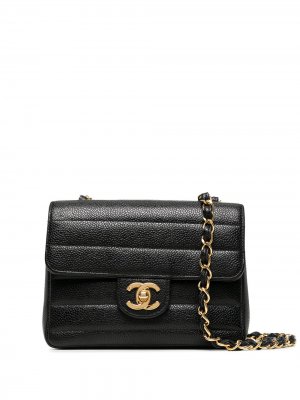 Мини-сумка через плечо Mademoiselle Flap 1995-го года Chanel Pre-Owned. Цвет: черный