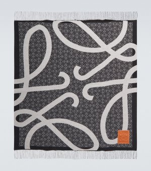 Жаккардовое шерстяное одеяло anagram , серый Loewe