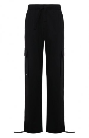 Шерстяные брюки-карго MSGM. Цвет: чёрный