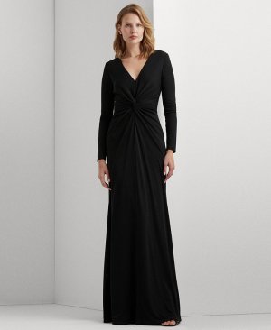 Женское крученое платье с длинными рукавами , черный Lauren Ralph