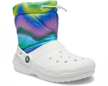 Ботинки Classic Lined Neo Puff Boot, цвет White/Multi Spray Dye Crocs