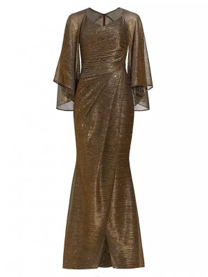 Асимметричное платье цвета металлик , золото Talbot Runhof