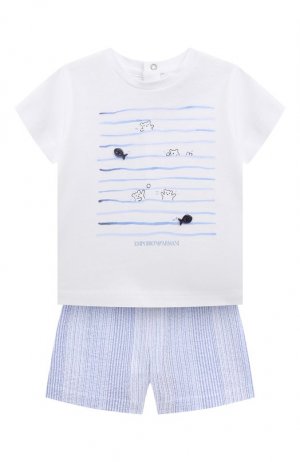 Комплект из футболки и шорт Emporio Armani. Цвет: голубой