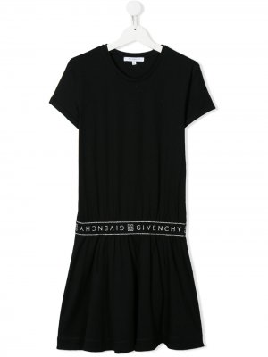 Трикотажное платье с логотипом Givenchy Kids. Цвет: черный