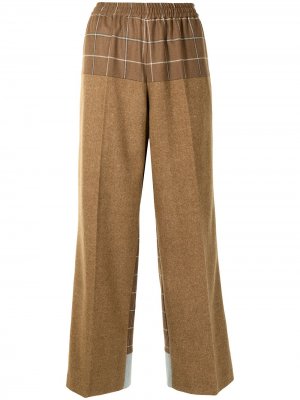 Прямые брюки с контрастной вставкой Sueundercover. Цвет: коричневый