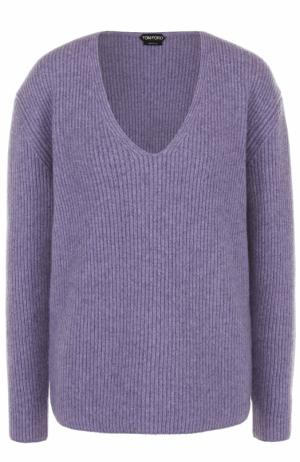 Пуловер фактурной вязки с V-образным вырезом Tom Ford. Цвет: лиловый