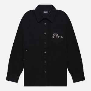 Женская джинсовая куртка kuro 2-Way Embroidered Shirt Evisu. Цвет: чёрный