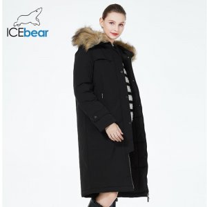 2023, зимняя женская куртка, длинная элегантная хлопковая парка с отделкой из искусственного меха, женское утолщенное теплое пальто GWD22596-2D ICEbear