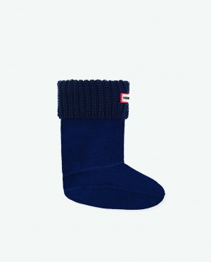 Детские носки темно-синего цвета с удобной трикотажной складной манжетой и логотипом , темно-синий Hunter