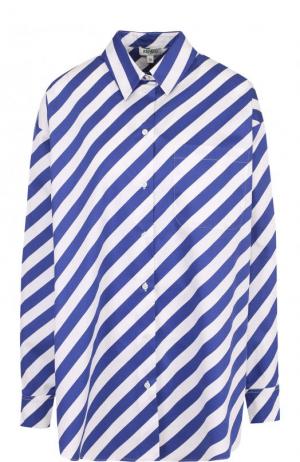 Хлопковая блуза свободного кроя в полоску Kenzo. Цвет: синий