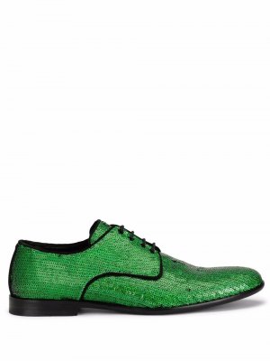 Sequin-embellished lace-up shoes Dolce & Gabbana. Цвет: зеленый