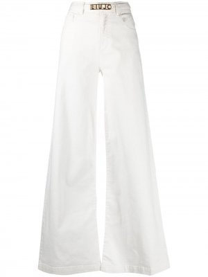 Широкие джинсы с логотипом LIU JO. Цвет: белый
