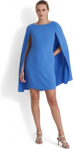 Коктейльное платье-кейп-жоржет LAUREN Ralph Lauren, цвет New England Blue