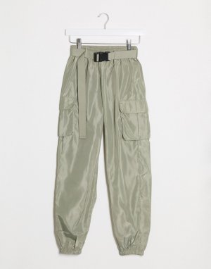 Спортивные брюки-карго в стиле милитари -Зеленый NaaNaa