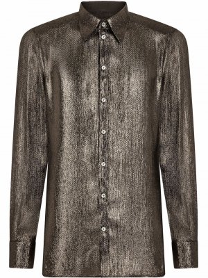 Рубашка с длинными рукавами и эффектом металлик Dolce & Gabbana. Цвет: черный