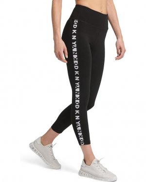 Брюки Women's Tummy Control Workout Yoga Leggings, цвет Black With Two Tone Logo Side Tape DKNY