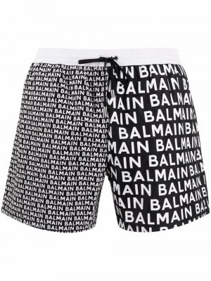 Плавки-шорты с логотипом Balmain. Цвет: черный