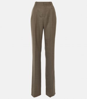 Прямые брюки из натуральной шерсти с высокой посадкой , нейтральный Saint Laurent