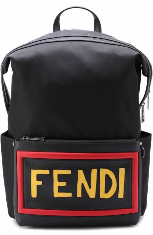 Текстильный рюкзак с кожаной отделкой Fendi. Цвет: черный