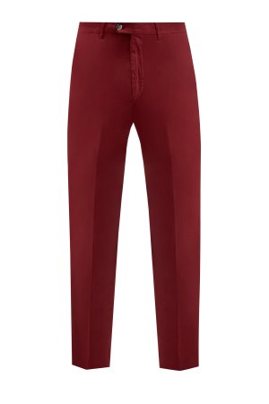 Хлопковые брюки-чинос с волокнами шелка CANALI. Цвет: бордовый