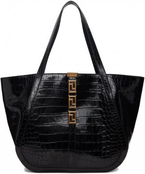 Большая черная сумка-тоут Greca Goddess Versace