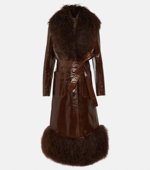 Лакированное пальто с отделкой из овчины , коричневый Dodo Bar Or