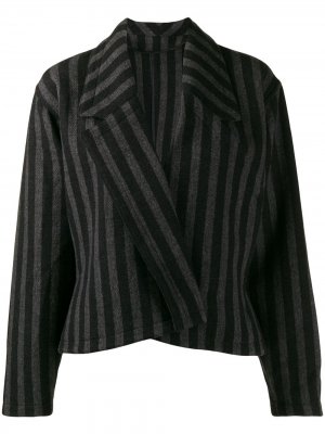 Пиджак кроя слим 1980-х годов в полоску Versace Pre-Owned. Цвет: черный