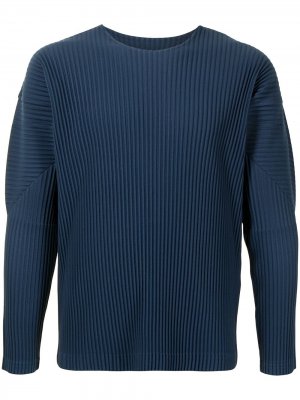 Плиссированный пуловер с круглым вырезом Homme Plissé Issey Miyake. Цвет: синий