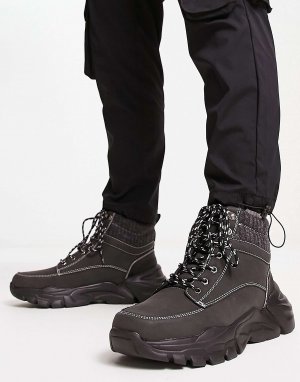 Черные походные ботинки на шнуровке с мягким воротником Brave Soul