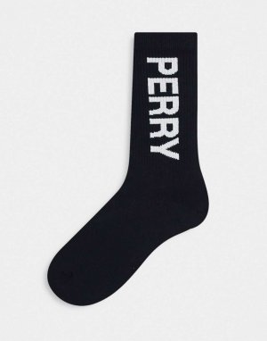 Черные носки в рубчик с логотипом Fred Perry