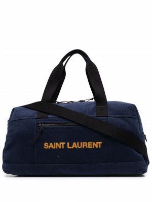 Дорожная сумка с вышитым логотипом Saint Laurent. Цвет: синий