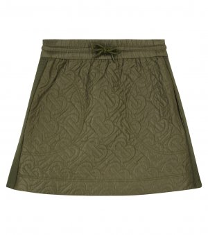 Стеганая юбка с завышенной талией и логотипом , зеленый Burberry