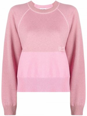 Colour-block logo-embroidered cropped jumper Kenzo. Цвет: розовый