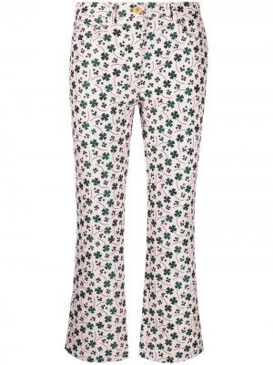 Расклешенные джинсы с цветочным принтом Boutique Moschino. Цвет: розовый