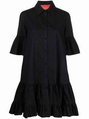 Платье с короткими рукавами и оборками La DoubleJ. Цвет: черный